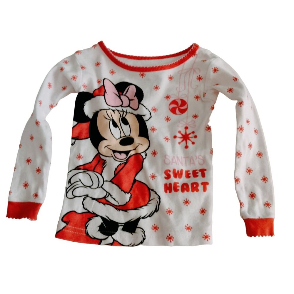 Disney 24 Month Minnie Mouse Top Red Pink Snowflake Santas Sweetheart Christmas